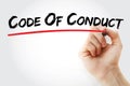 Hand writing Code Of Conduct with marker, business concept background Royalty Free Stock Photo