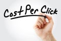 Hand writing Cost Per Click with marker