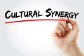 Hand writing Cultural synergy with marker, concept background Royalty Free Stock Photo