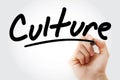 Hand writing Culture with marker Royalty Free Stock Photo