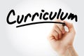 Hand writing Curriculum with marker Royalty Free Stock Photo