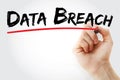 Hand writing Data Breach with marker, concept background Royalty Free Stock Photo