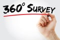 Hand writing 360 degrees Survey with marker, business concept