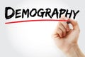 Hand writing Demography with marker