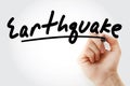 Hand writing Earthquake with marker