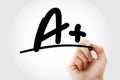 Hand writing education rating A plus Royalty Free Stock Photo