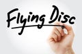 Hand writing Flying disc with marker Royalty Free Stock Photo