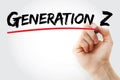 Hand writing Generation Z with marker, concept background