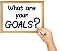 Hand Writing Goals Question Marker Whiteboard Royalty Free Stock Photo