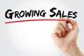 Hand writing Growing Sales with marker, concept background