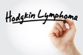 Hand writing Hodgkin lymphoma with marker