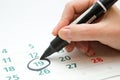 Hand writing important date Royalty Free Stock Photo