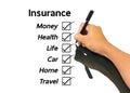 Hand writing insurance concept