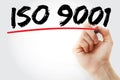 Hand writing ISO 9001 with marker, concept background Royalty Free Stock Photo