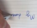 `My Love` hand writing on a ruled notebook Royalty Free Stock Photo