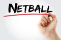 Hand writing Netball with marker