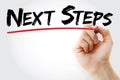 Hand writing Next Steps with marker, health concept background Royalty Free Stock Photo