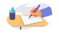 Hand Writing on Notepad Vector, Creative Writing Study Task Icon vector design Generative AI Royalty Free Stock Photo