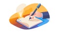 Hand Writing in Open Book with Pen, Study and Note-Taking, vector design Generative AI Royalty Free Stock Photo