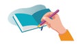 Hand Writing in Open Notebook, Educational Content Creation, vector design Generative AI Royalty Free Stock Photo