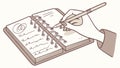 Hand writing in open notebook vector illustration study, vector design Generative AI Royalty Free Stock Photo