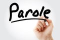 Hand writing Parole with marker