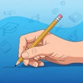 Hand Writing with Pencil, Education and Creative Process, Learning, vector design Generative AI Royalty Free Stock Photo