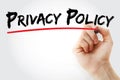 Hand writing Privacy Policy with marker, business concept Royalty Free Stock Photo