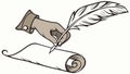 Hand Writing with Quill Pen on Scroll, Ancient History Vector, vector design Generative AI Royalty Free Stock Photo