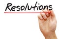 Hand writing Resolutions, business concept Royalty Free Stock Photo