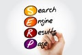 SERP - Search Engine Results Page acronym with marker, concept background Royalty Free Stock Photo