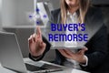 Conceptual caption Buyer'S Remorse. Conceptual photo a feeling of regret experienced after making a purchase Royalty Free Stock Photo