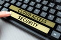 Hand writing sign Cloud Access Security. Business concept protect cloudbased systems, data and infrastructure Royalty Free Stock Photo