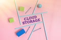 Hand writing sign Cloud Storage. Concept meaning computing connect devices to cloud data on remote storage Colorful Royalty Free Stock Photo