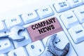 Text caption presenting Company News. Word Written on Latest Information and happening on a business Corporate Report