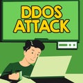Hand writing sign Ddos Attack. Business showcase perpetrator seeks to make network resource unavailable