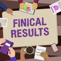 Text caption presenting Finical Results. Word for written records that convey the business activities Colleagues Office