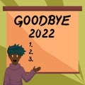 Hand writing sign Goodbye 2023. Concept meaning Merry Christmas Greeting people for new year happy holidaysx