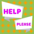 Hand writing sign Help Please. Concept meaning used to make a request or demand for someone for assistance Royalty Free Stock Photo