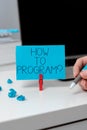 Text sign showing How To Program. Business approach Instruction for computer programming technology knowledge Messages Royalty Free Stock Photo