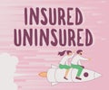 Hand writing sign Insured Uninsured. Word for Company selling insurance Checklist to choose from Illustration Of Happy