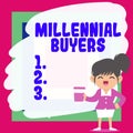 Handwriting text Millennial Buyers. Conceptual photo Type of consumers that are interested in trending products