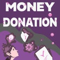Handwriting text Money Donation. Concept meaning a charity aid in a form of cash offered to an association Illustration