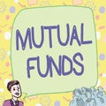 Handwriting text Mutual Funds. Word Written on An investment program funded by shareholders Individual Stocks