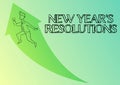 Hand writing sign New Year s is Resolutions. Business idea Wishlist List of things to accomplish or improve Illustration