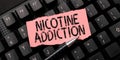 Inspiration showing sign Nicotine Addiction. Business concept condition of being addicted to smoking or tobacco Royalty Free Stock Photo