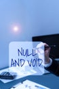 Text showing inspiration Null And Void. Business approach Cancel a contract Having no legal force Invalid Ineffective Royalty Free Stock Photo