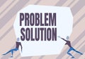 Hand writing sign Problem Solution. Business concept solving consists of using generic methods in orderly manner Two Men Royalty Free Stock Photo