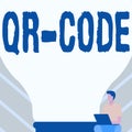 Hand writing sign Qr Code. Conceptual photo the trademark for a type of matrix barcode A machinereadable code Gentleman