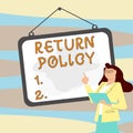 Hand writing sign Return Policy. Business overview Tax Reimbursement Retail Terms and Conditions on Purchase Royalty Free Stock Photo